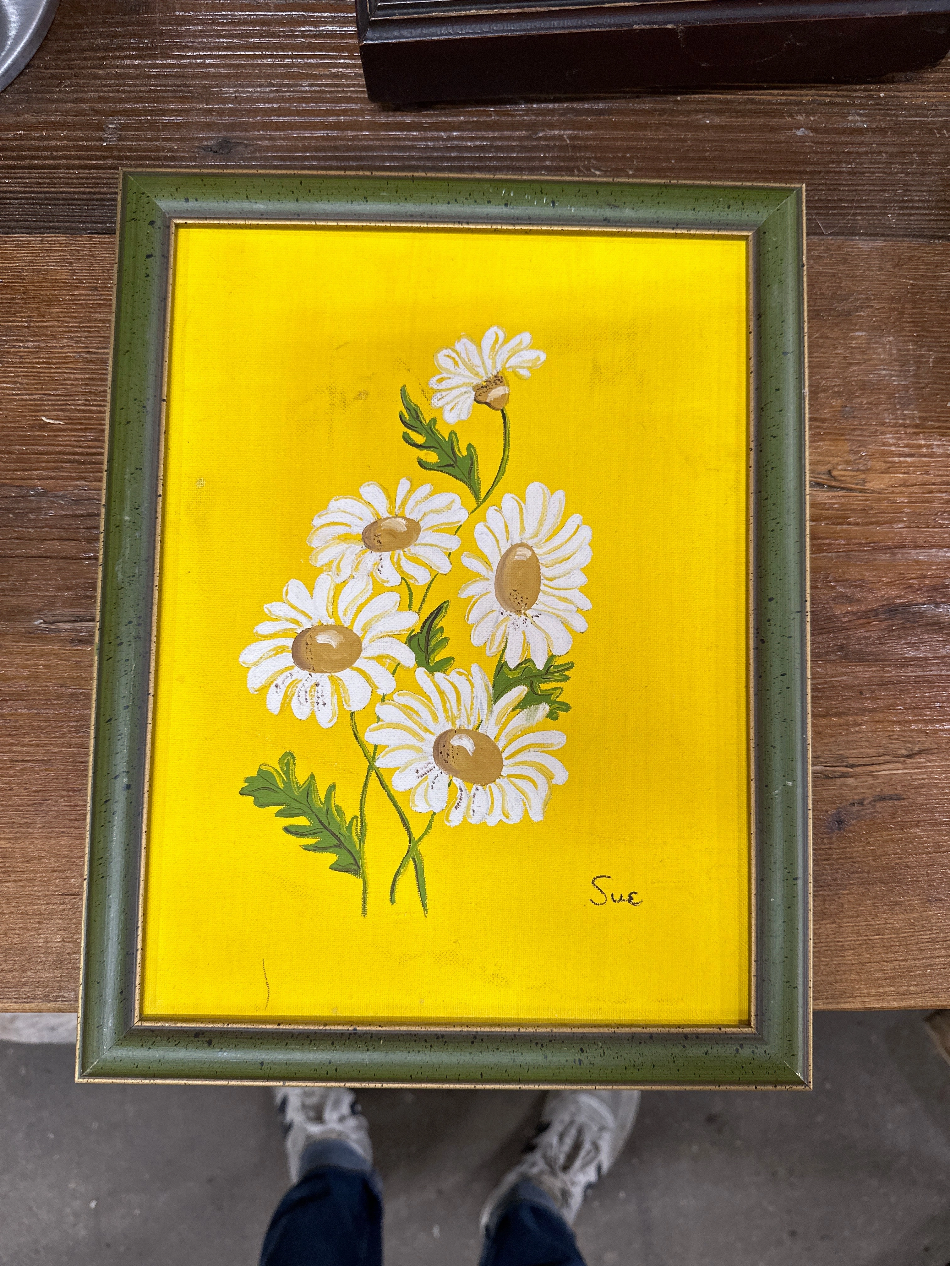 YELLO DAISY PAINTING  SIGNED BY "SUE" classic mural painting