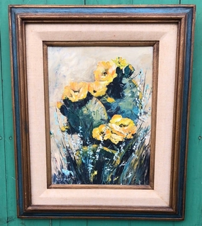 YELLOW FLOWER OIL PAINTING BY MARY HUNT classic mural painting