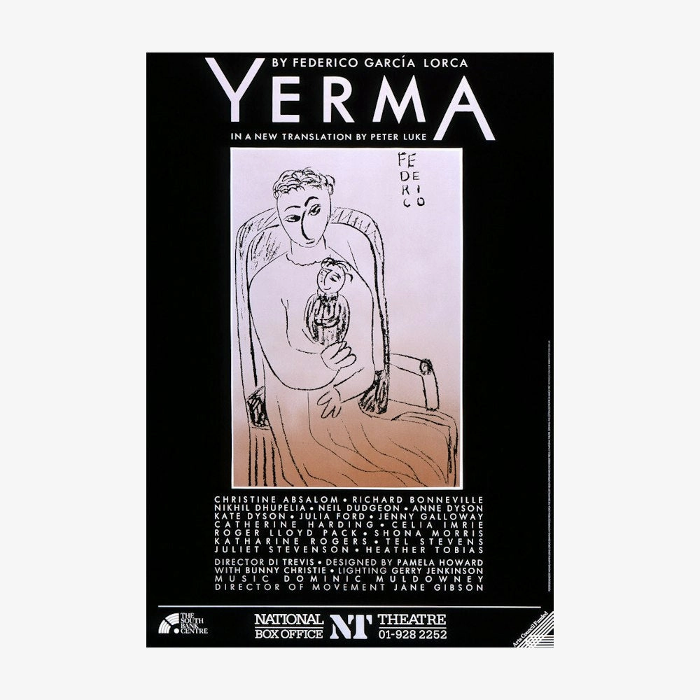 Yerma 1987 Print vintage woodcut wallpaper